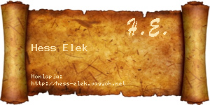 Hess Elek névjegykártya